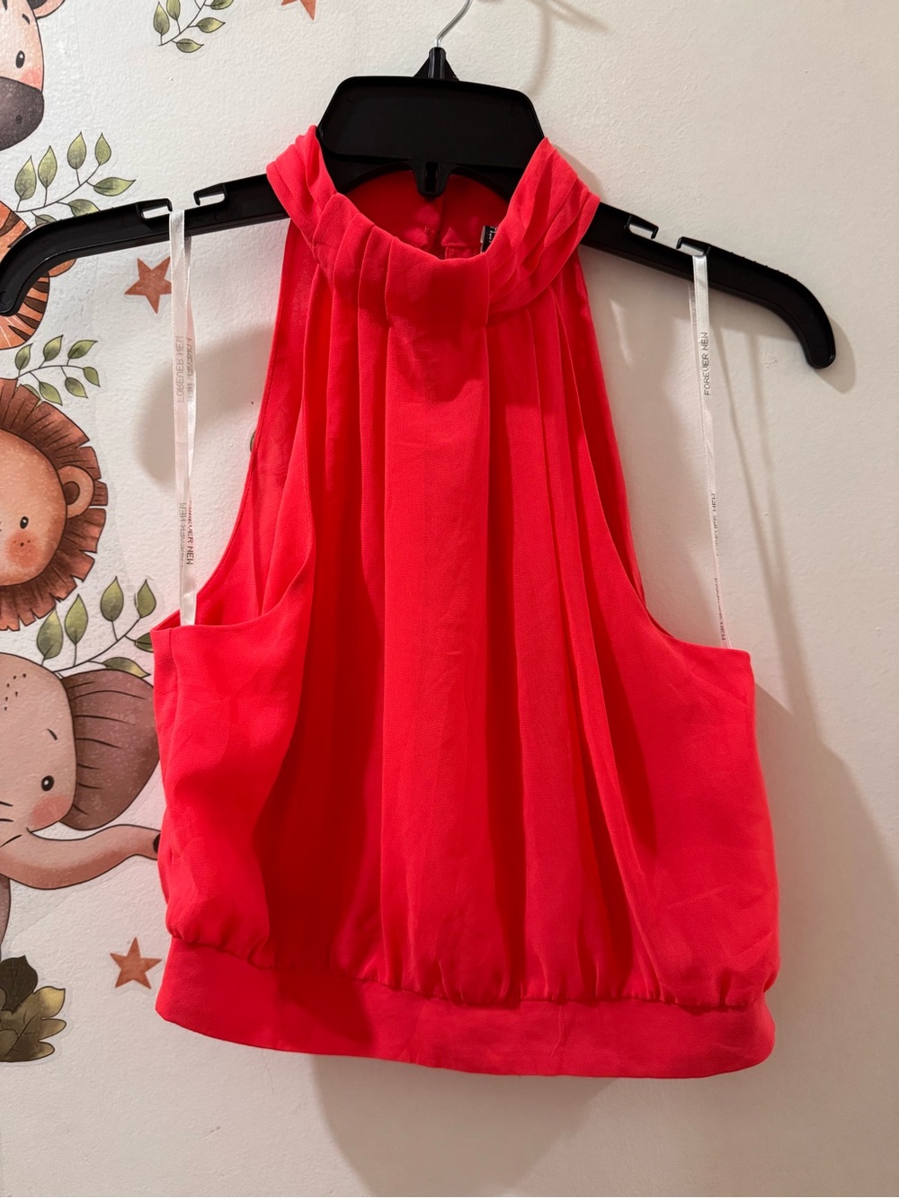 Forever New Hot Pink Halter Neck Pleated Camisole